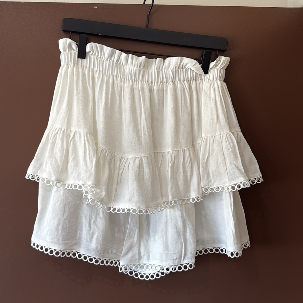 Anthropologie Bishop + Young White Lace Embellished Ruffle Skort - Picture 5 of 5